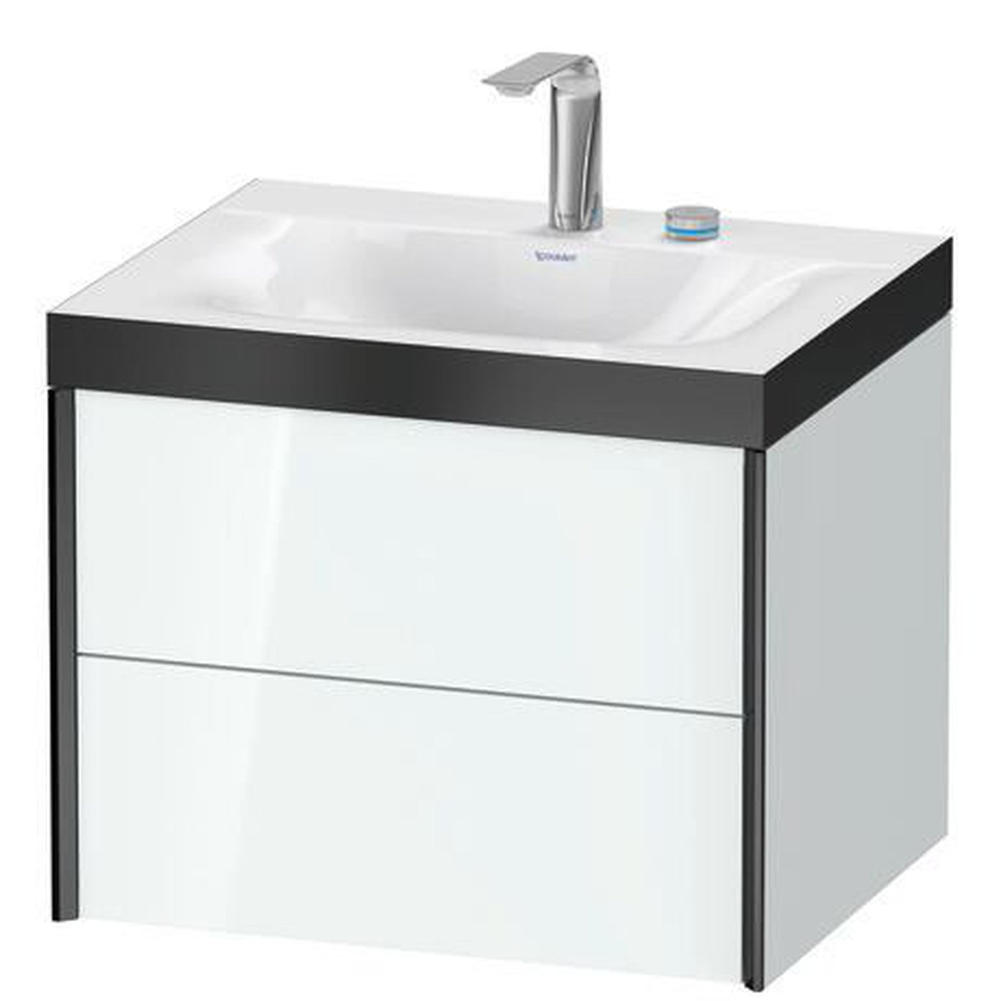 Duravit Xviu 24" x 20" x 19" Two Drawer C-Bonded Wall-Mount Vanity Kit With Two Tap Holes, White (XV4614EB285P)