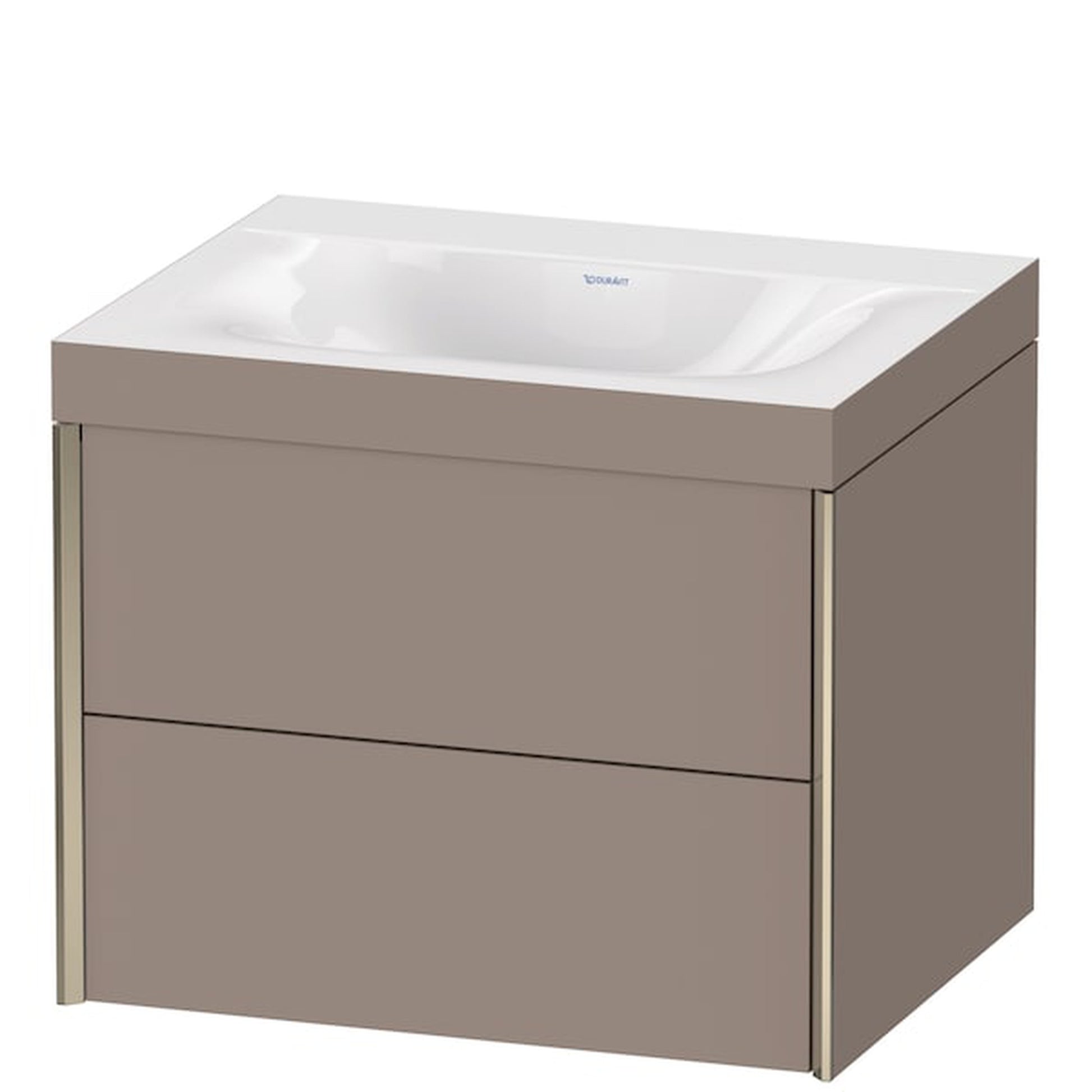 Duravit Xviu 24" x 20" x 19" Two Drawer C-Bonded Wall-Mount Vanity Kit Without Tap Hole, Basalt (XV4614NB143C)