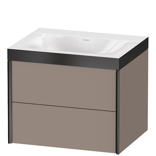 Duravit Xviu 24" x 20" x 19" Two Drawer C-Bonded Wall-Mount Vanity Kit Without Tap Hole, Basalt (XV4614NB243P)