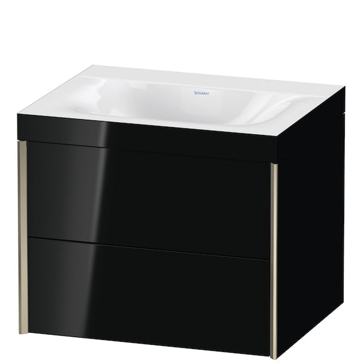 Duravit Xviu 24" x 20" x 19" Two Drawer C-Bonded Wall-Mount Vanity Kit Without Tap Hole, Black (XV4614NB140C)