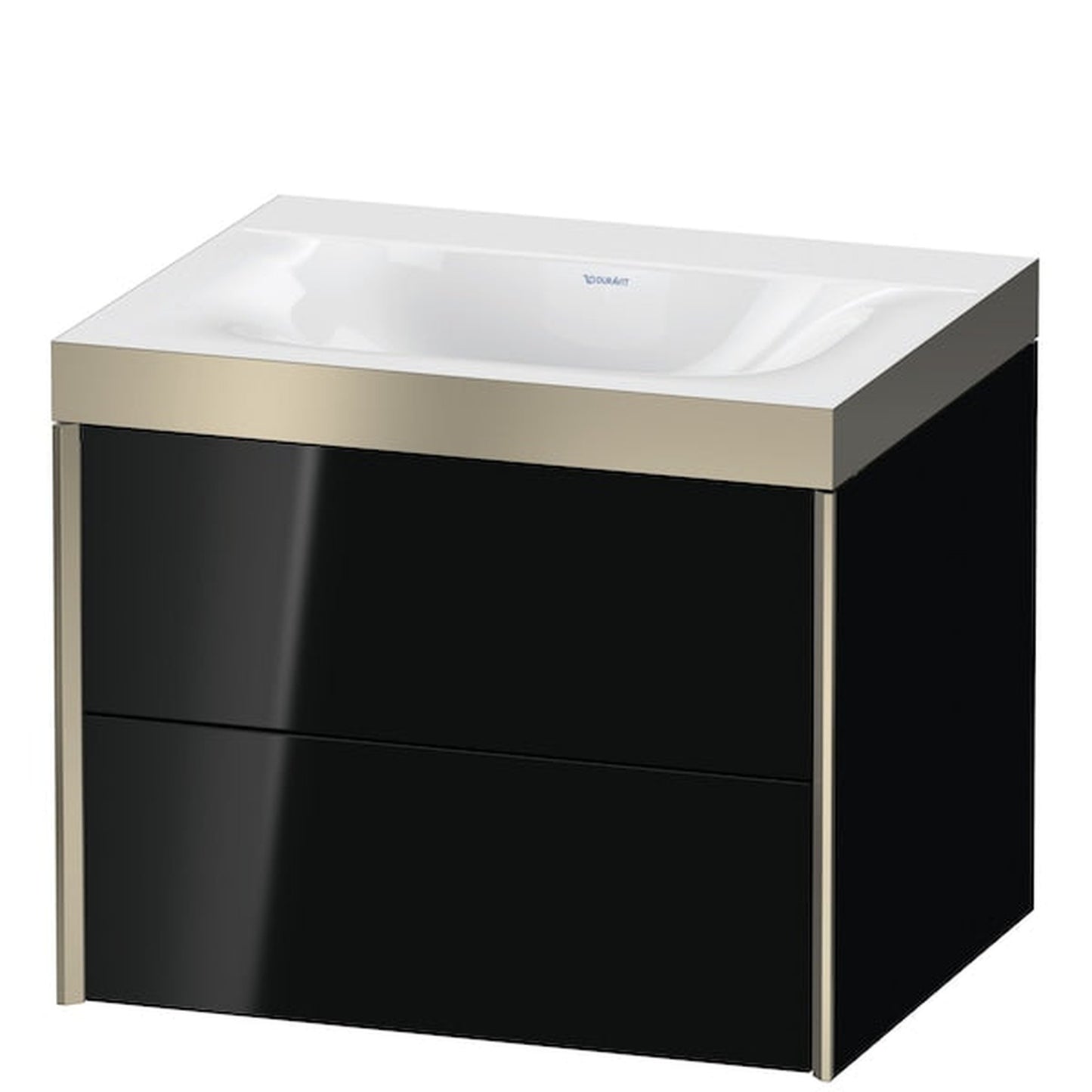 Duravit Xviu 24" x 20" x 19" Two Drawer C-Bonded Wall-Mount Vanity Kit Without Tap Hole, Black (XV4614NB140P)