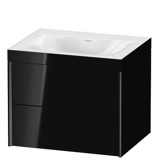 Duravit Xviu 24" x 20" x 19" Two Drawer C-Bonded Wall-Mount Vanity Kit Without Tap Hole, Black (XV4614NB240C)