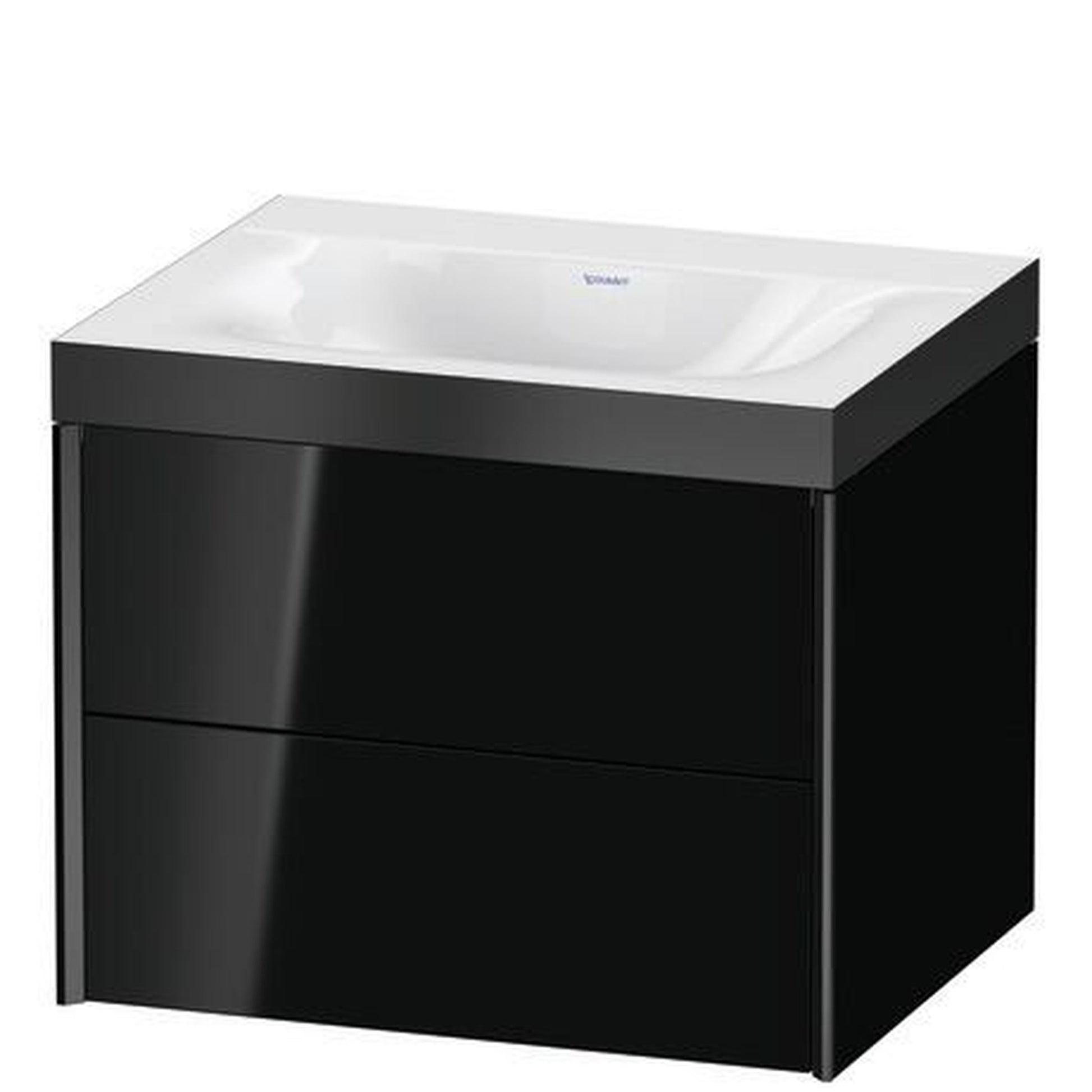Duravit Xviu 24" x 20" x 19" Two Drawer C-Bonded Wall-Mount Vanity Kit Without Tap Hole, Black (XV4614NB240P)