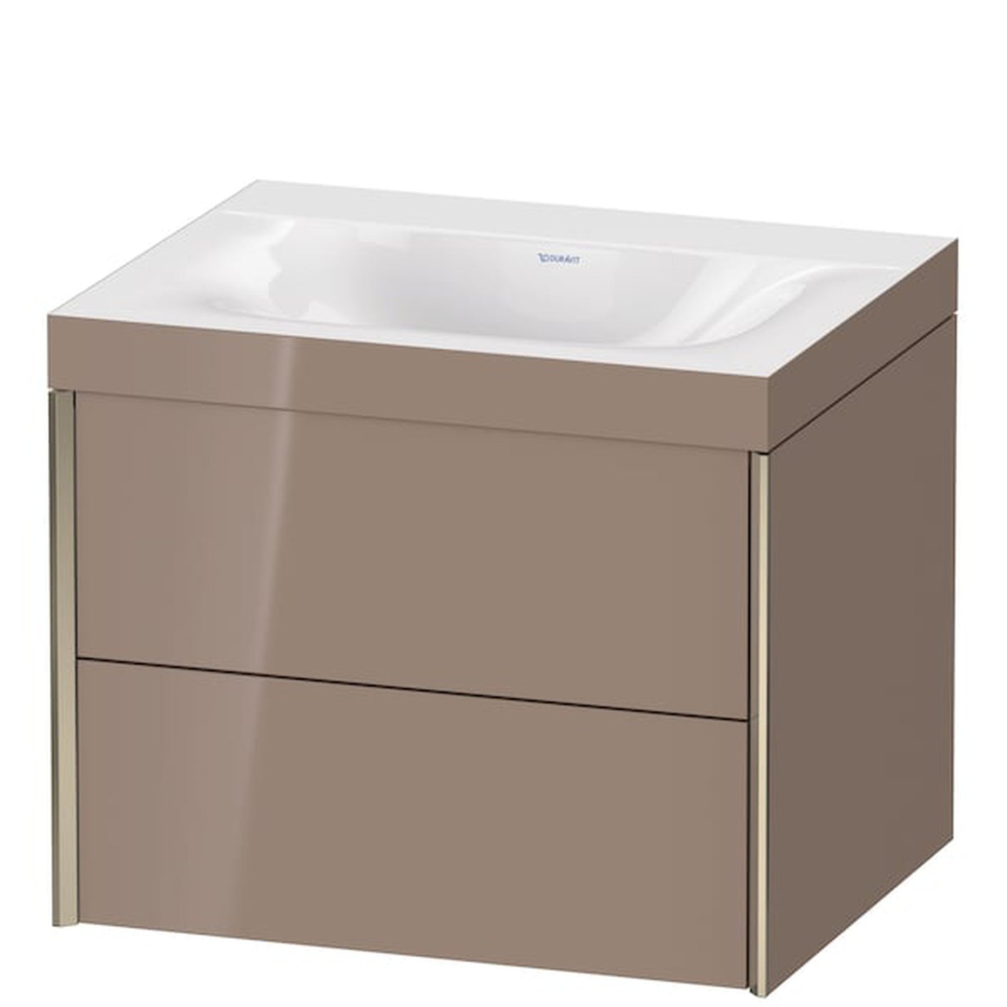 Duravit Xviu 24" x 20" x 19" Two Drawer C-Bonded Wall-Mount Vanity Kit Without Tap Hole, Cappuccino (XV4614NB186C)