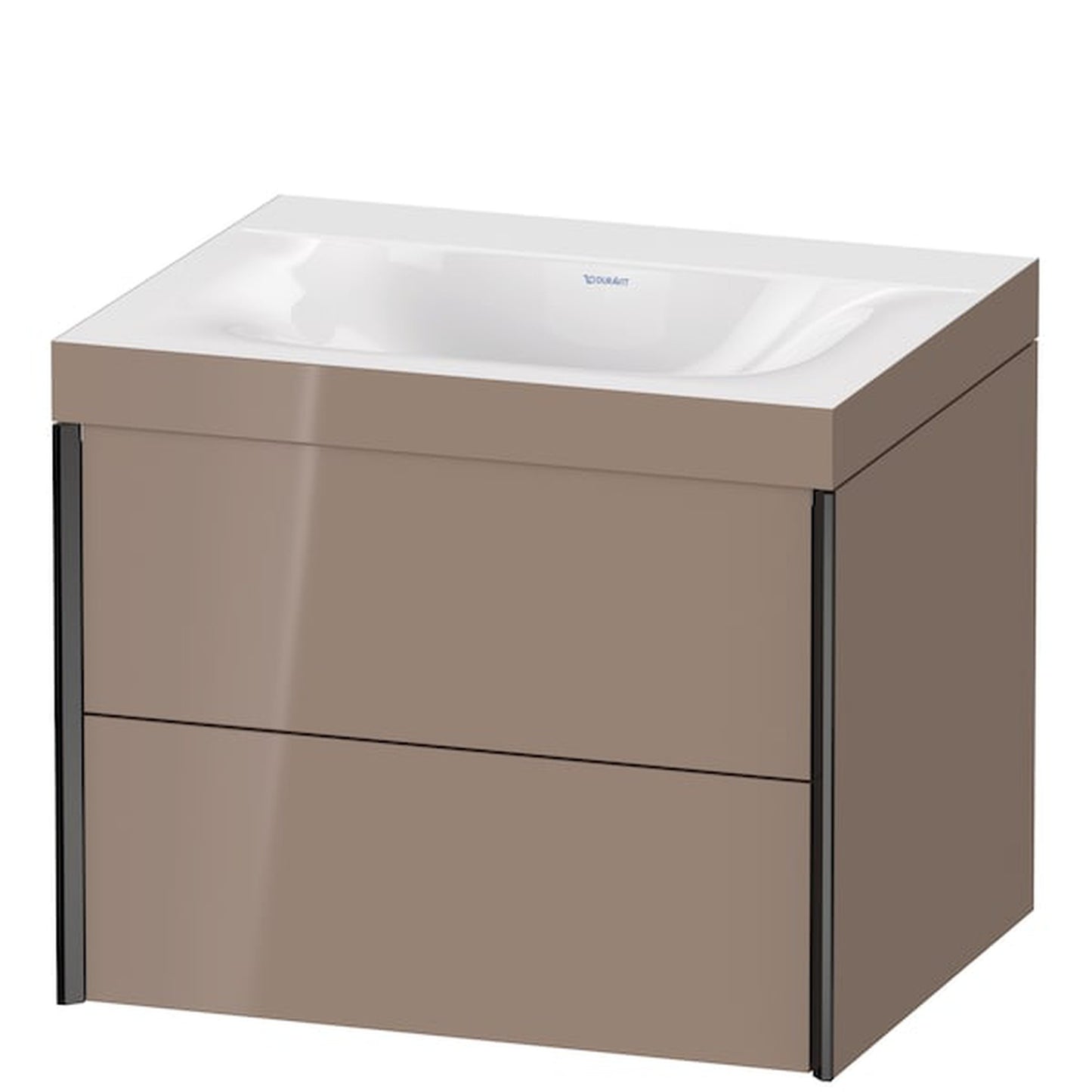 Duravit Xviu 24" x 20" x 19" Two Drawer C-Bonded Wall-Mount Vanity Kit Without Tap Hole, Cappuccino (XV4614NB286C)