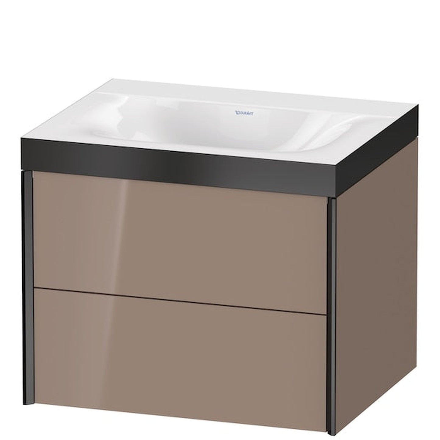 Duravit Xviu 24" x 20" x 19" Two Drawer C-Bonded Wall-Mount Vanity Kit Without Tap Hole, Cappuccino (XV4614NB286P)