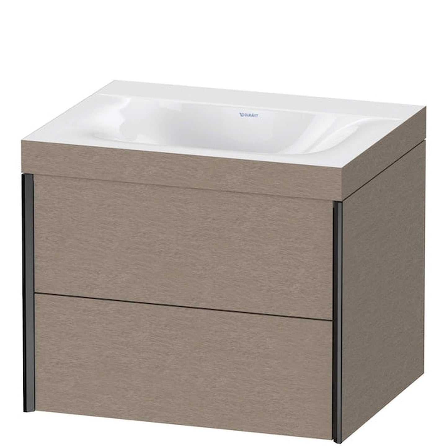 Duravit Xviu 24" x 20" x 19" Two Drawer C-Bonded Wall-Mount Vanity Kit Without Tap Hole, Cashmere Oak (XV4614NB211C)