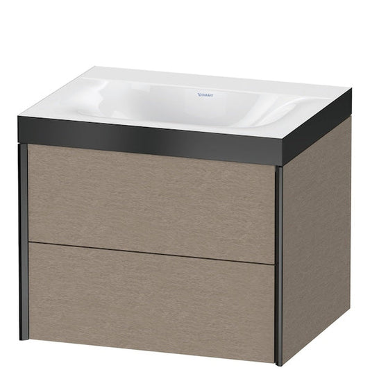 Duravit Xviu 24" x 20" x 19" Two Drawer C-Bonded Wall-Mount Vanity Kit Without Tap Hole, Cashmere Oak (XV4614NB211P)