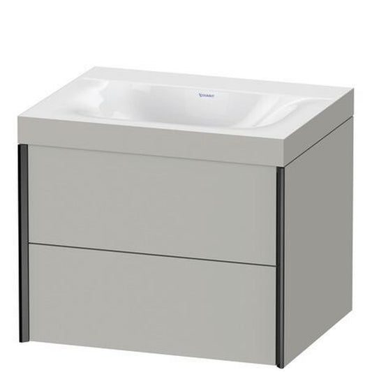 Duravit Xviu 24" x 20" x 19" Two Drawer C-Bonded Wall-Mount Vanity Kit Without Tap Hole, Concrete Gray (XV4614NB207C)
