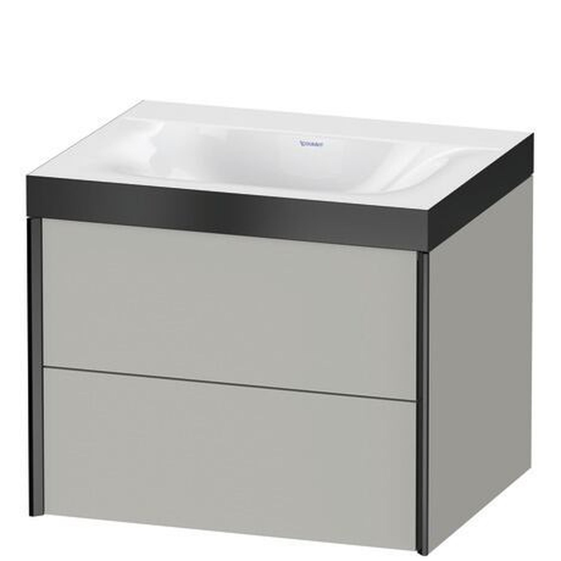 Duravit Xviu 24" x 20" x 19" Two Drawer C-Bonded Wall-Mount Vanity Kit Without Tap Hole, Concrete Gray (XV4614NB207P)