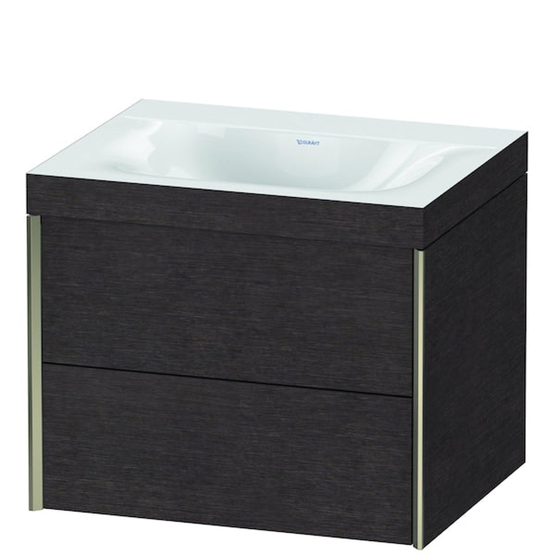 Duravit Xviu 24" x 20" x 19" Two Drawer C-Bonded Wall-Mount Vanity Kit Without Tap Hole, Dark Brushed Oak (XV4614NB172C)