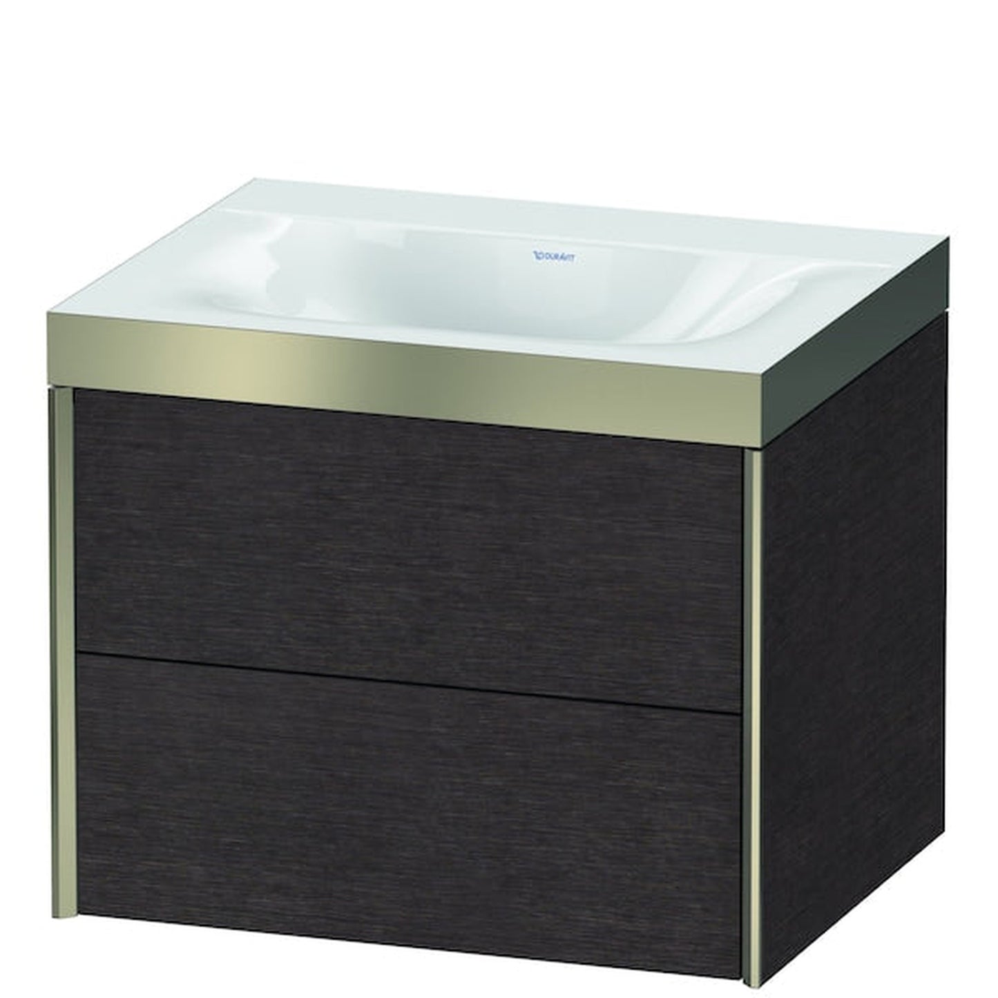 Duravit Xviu 24" x 20" x 19" Two Drawer C-Bonded Wall-Mount Vanity Kit Without Tap Hole, Dark Brushed Oak (XV4614NB172P)