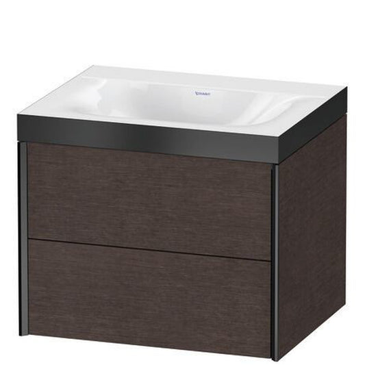 Duravit Xviu 24" x 20" x 19" Two Drawer C-Bonded Wall-Mount Vanity Kit Without Tap Hole, Dark Brushed Oak (XV4614NB272P)