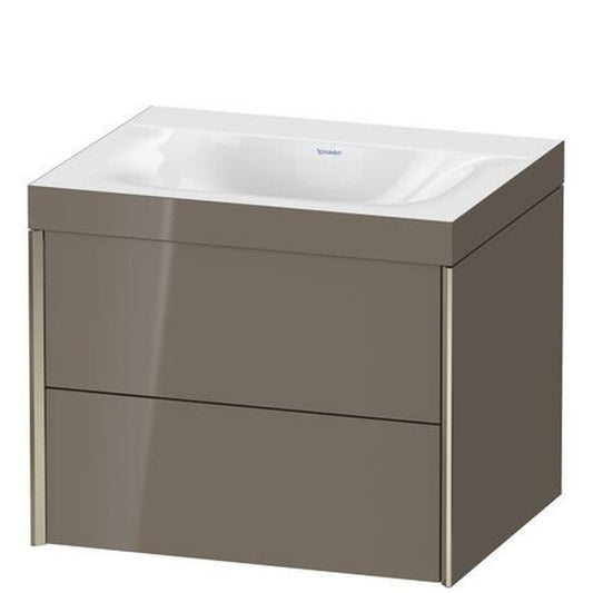 Duravit Xviu 24" x 20" x 19" Two Drawer C-Bonded Wall-Mount Vanity Kit Without Tap Hole, Flannel Gray (XV4614NB189C)