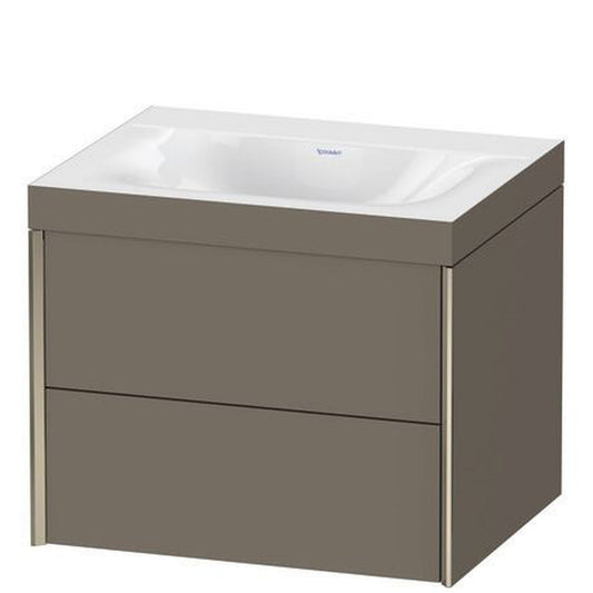 Duravit Xviu 24" x 20" x 19" Two Drawer C-Bonded Wall-Mount Vanity Kit Without Tap Hole, Flannel Gray (XV4614NB190C)