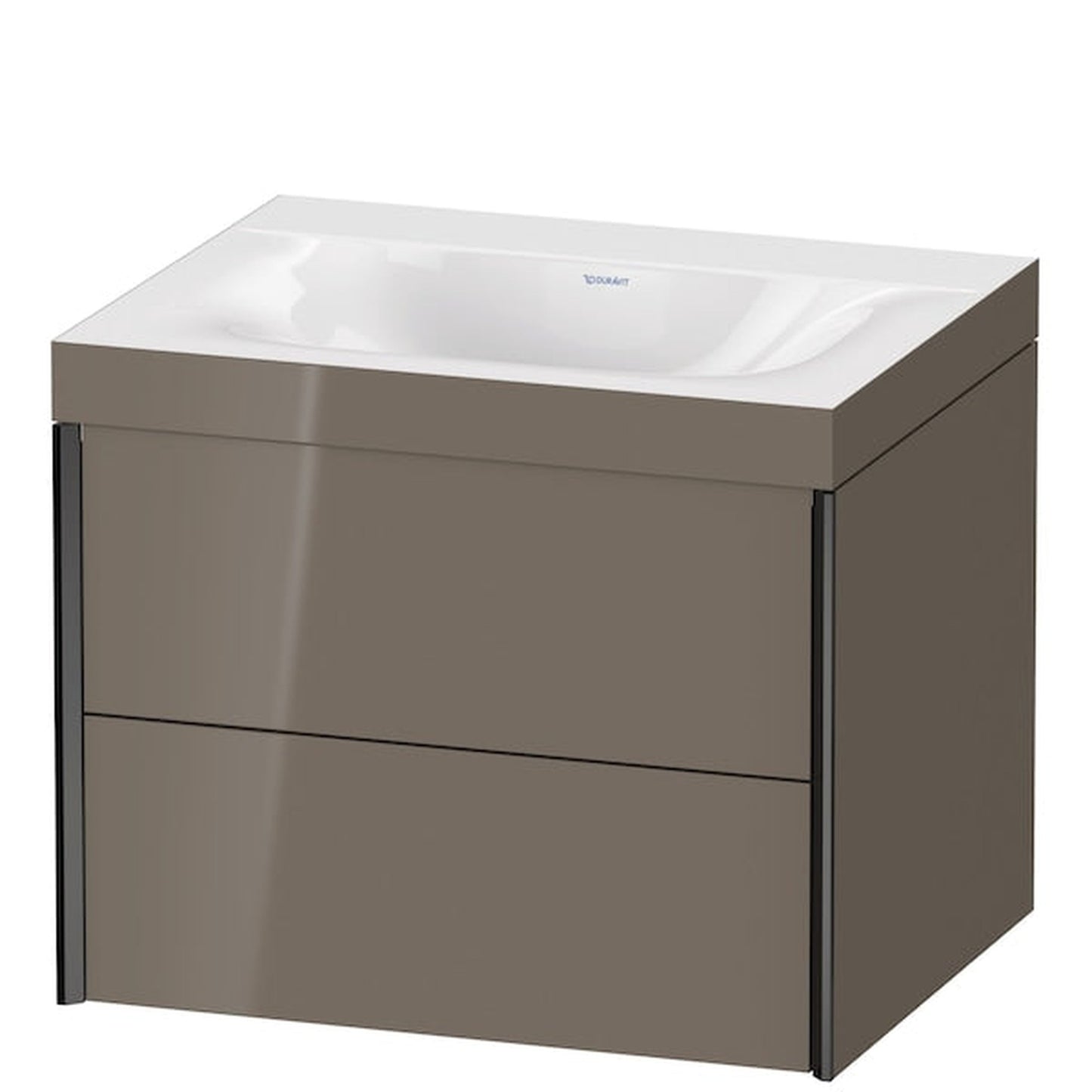 Duravit Xviu 24" x 20" x 19" Two Drawer C-Bonded Wall-Mount Vanity Kit Without Tap Hole, Flannel Gray (XV4614NB289C)