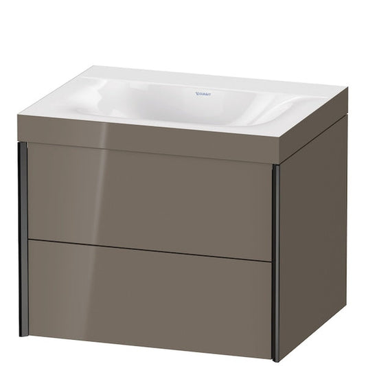 Duravit Xviu 24" x 20" x 19" Two Drawer C-Bonded Wall-Mount Vanity Kit Without Tap Hole, Flannel Gray (XV4614NB289C)