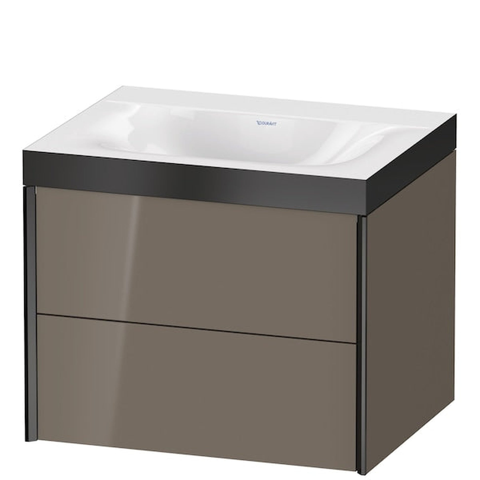 Duravit Xviu 24" x 20" x 19" Two Drawer C-Bonded Wall-Mount Vanity Kit Without Tap Hole, Flannel Gray (XV4614NB289P)