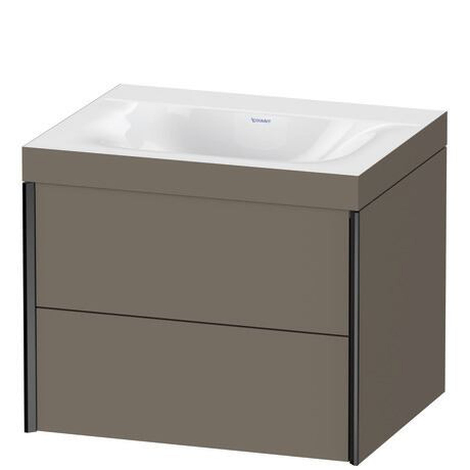Duravit Xviu 24" x 20" x 19" Two Drawer C-Bonded Wall-Mount Vanity Kit Without Tap Hole, Flannel Gray (XV4614NB290C)