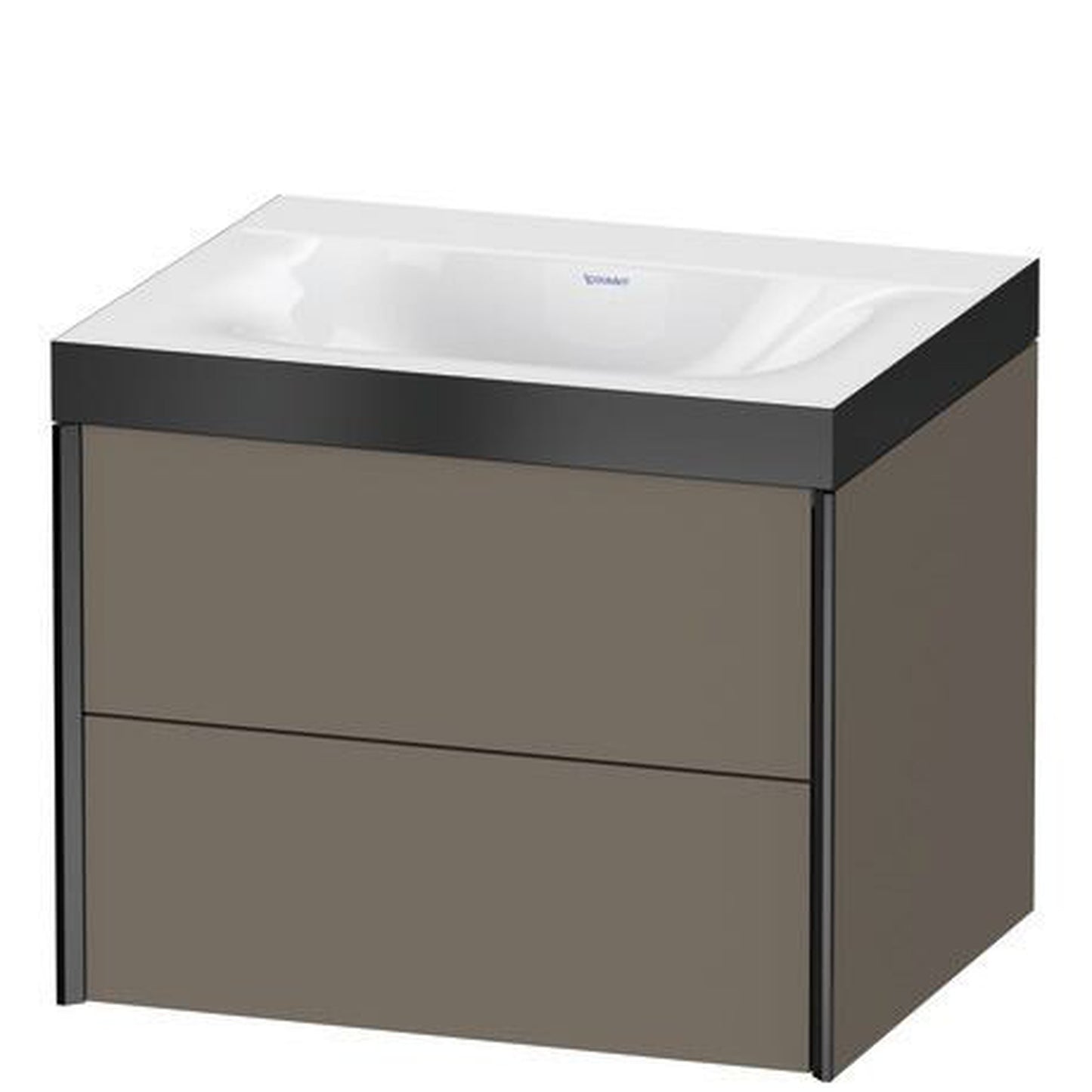 Duravit Xviu 24" x 20" x 19" Two Drawer C-Bonded Wall-Mount Vanity Kit Without Tap Hole, Flannel Gray (XV4614NB290P)