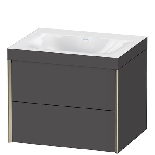 Duravit Xviu 24" x 20" x 19" Two Drawer C-Bonded Wall-Mount Vanity Kit Without Tap Hole, Graphite (XV4614NB149C)