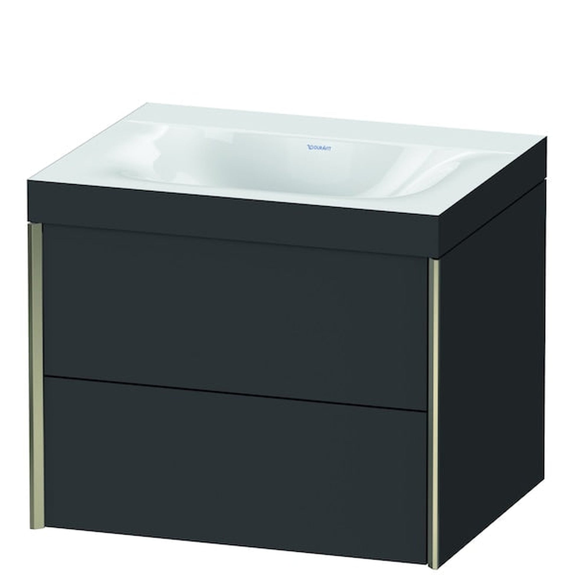 Duravit Xviu 24" x 20" x 19" Two Drawer C-Bonded Wall-Mount Vanity Kit Without Tap Hole, Graphite (XV4614NB180C)