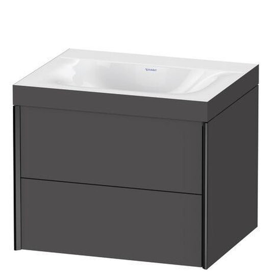 Duravit Xviu 24" x 20" x 19" Two Drawer C-Bonded Wall-Mount Vanity Kit Without Tap Hole, Graphite (XV4614NB249C)