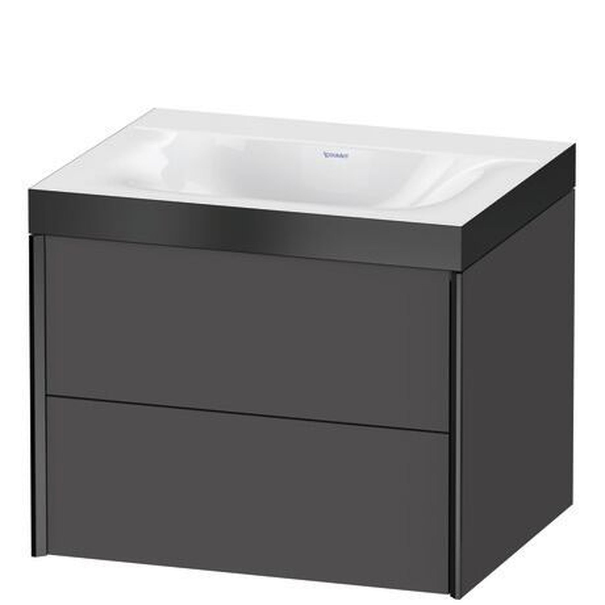 Duravit Xviu 24" x 20" x 19" Two Drawer C-Bonded Wall-Mount Vanity Kit Without Tap Hole, Graphite (XV4614NB249P)