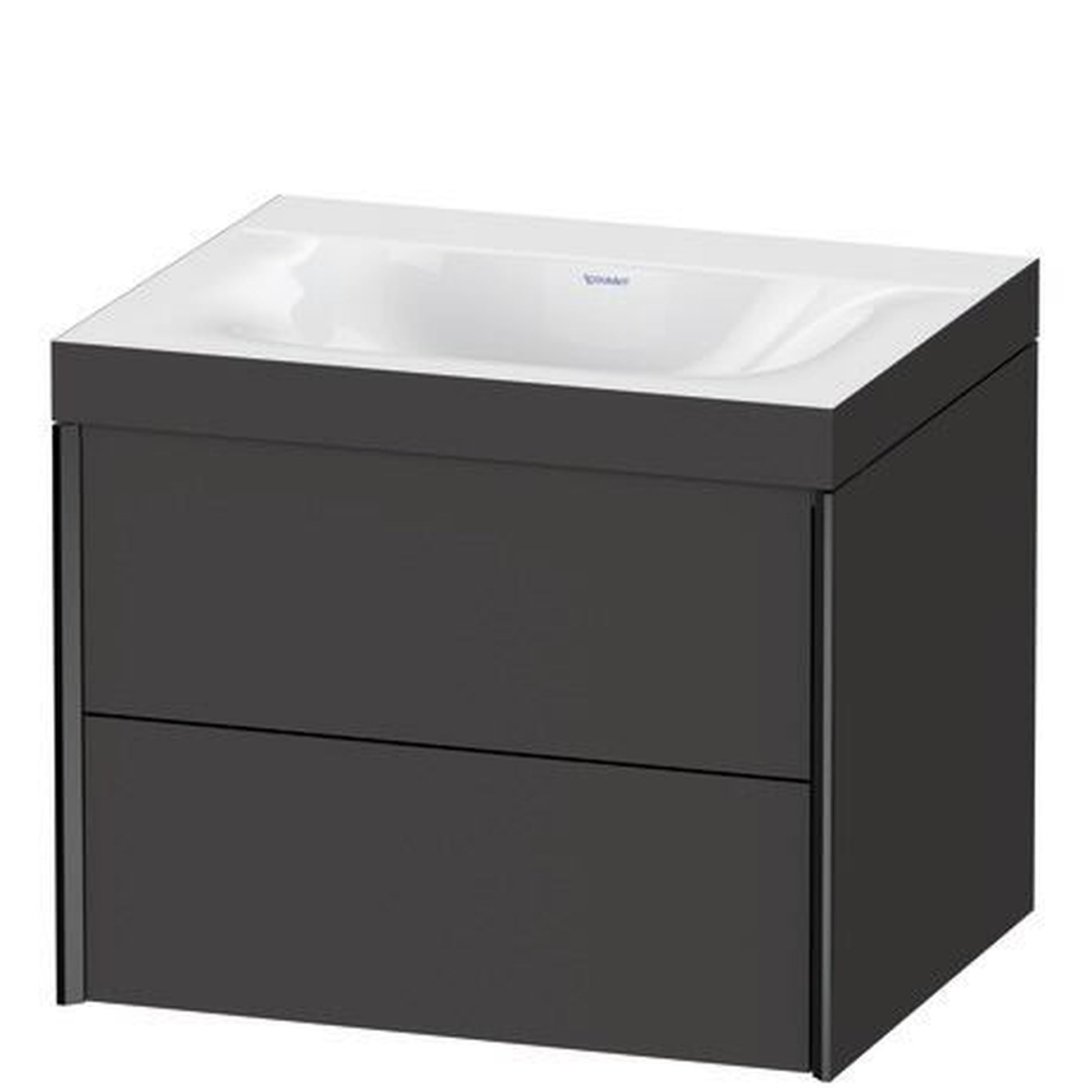 Duravit Xviu 24" x 20" x 19" Two Drawer C-Bonded Wall-Mount Vanity Kit Without Tap Hole, Graphite (XV4614NB280C)