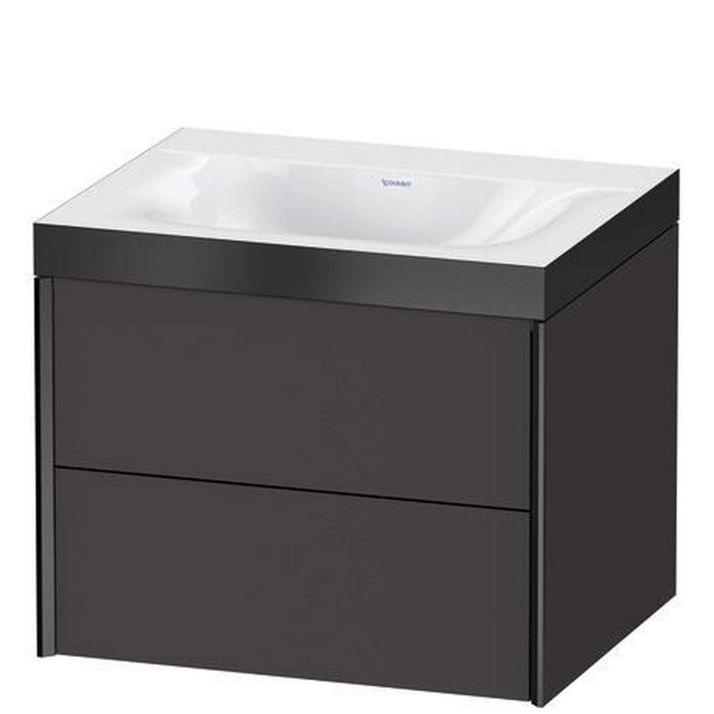 Duravit Xviu 24" x 20" x 19" Two Drawer C-Bonded Wall-Mount Vanity Kit Without Tap Hole, Graphite (XV4614NB280P)