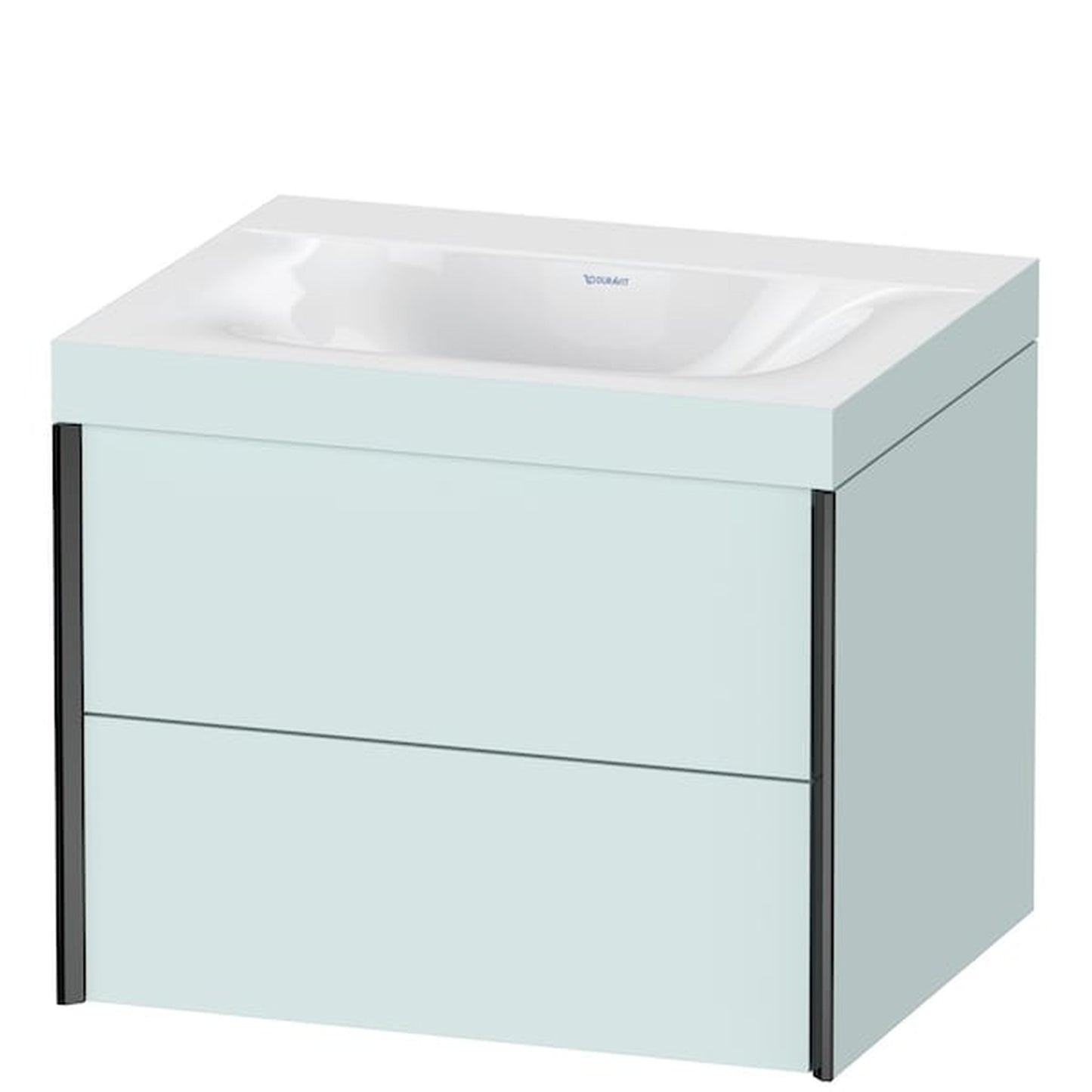 Duravit Xviu 24" x 20" x 19" Two Drawer C-Bonded Wall-Mount Vanity Kit Without Tap Hole, Light Blue (XV4614NB209C)