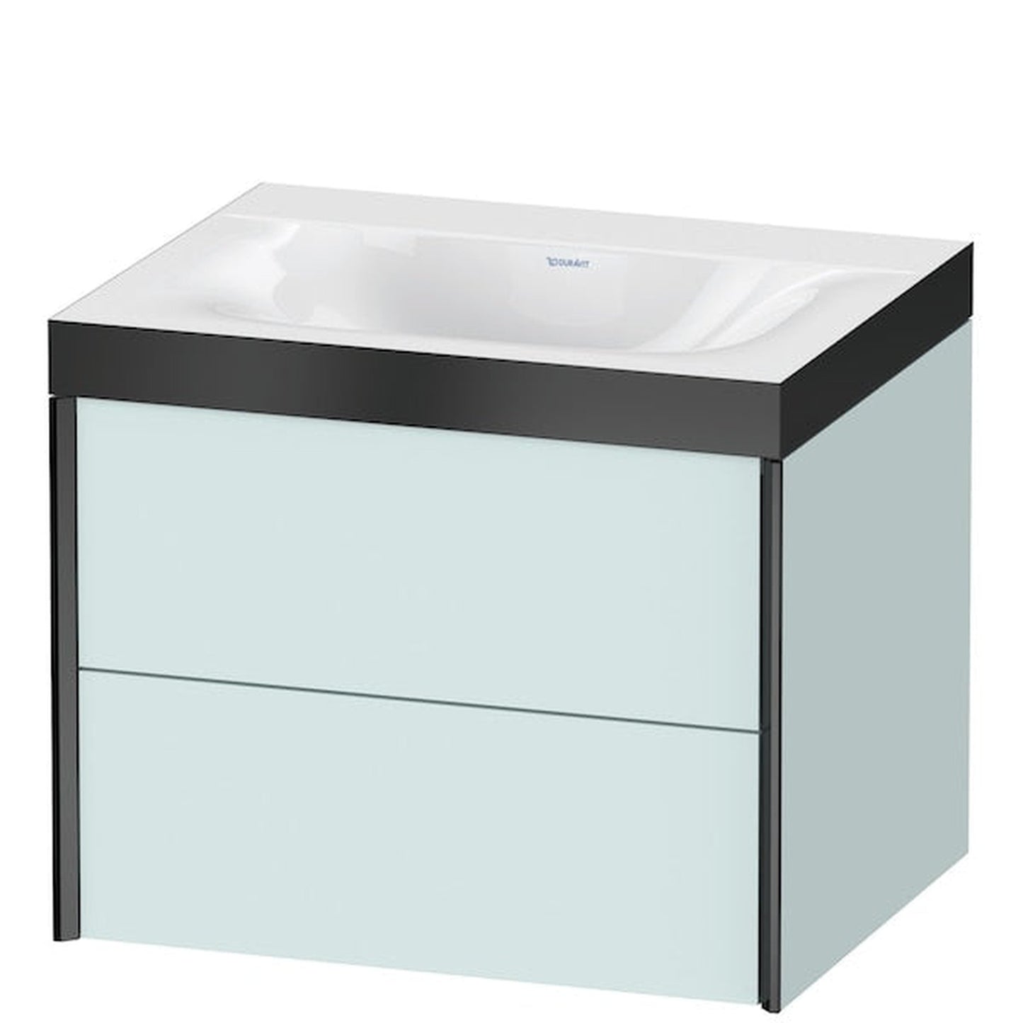Duravit Xviu 24" x 20" x 19" Two Drawer C-Bonded Wall-Mount Vanity Kit Without Tap Hole, Light Blue (XV4614NB209P)