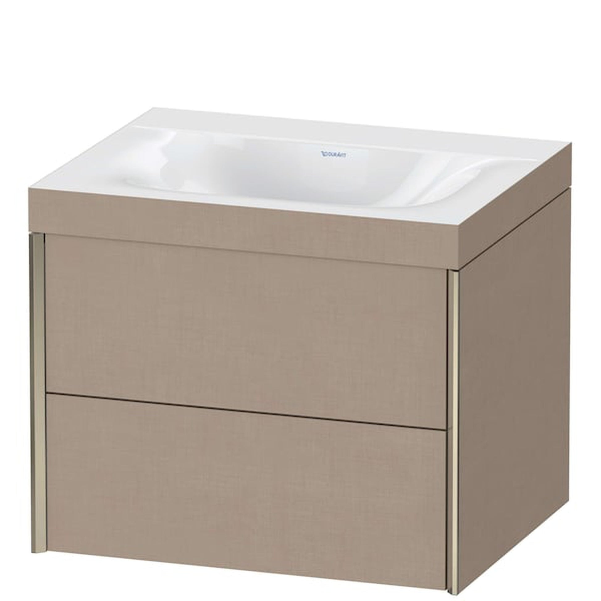 Duravit Xviu 24" x 20" x 19" Two Drawer C-Bonded Wall-Mount Vanity Kit Without Tap Hole, Linen (XV4614NB175C)