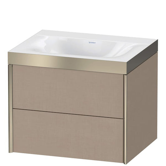 Duravit Xviu 24" x 20" x 19" Two Drawer C-Bonded Wall-Mount Vanity Kit Without Tap Hole, Linen (XV4614NB175P)