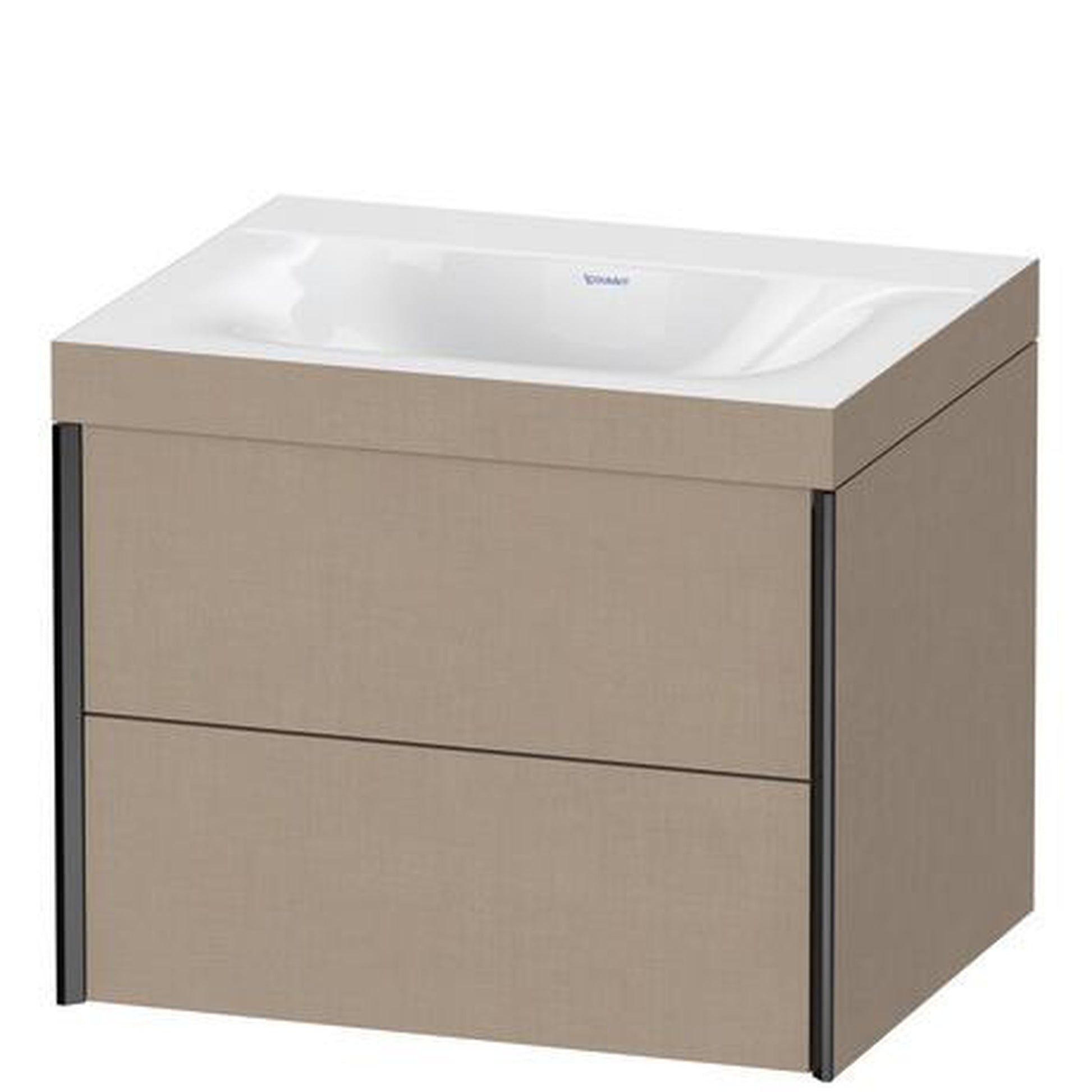 Duravit Xviu 24" x 20" x 19" Two Drawer C-Bonded Wall-Mount Vanity Kit Without Tap Hole, Linen (XV4614NB275C)