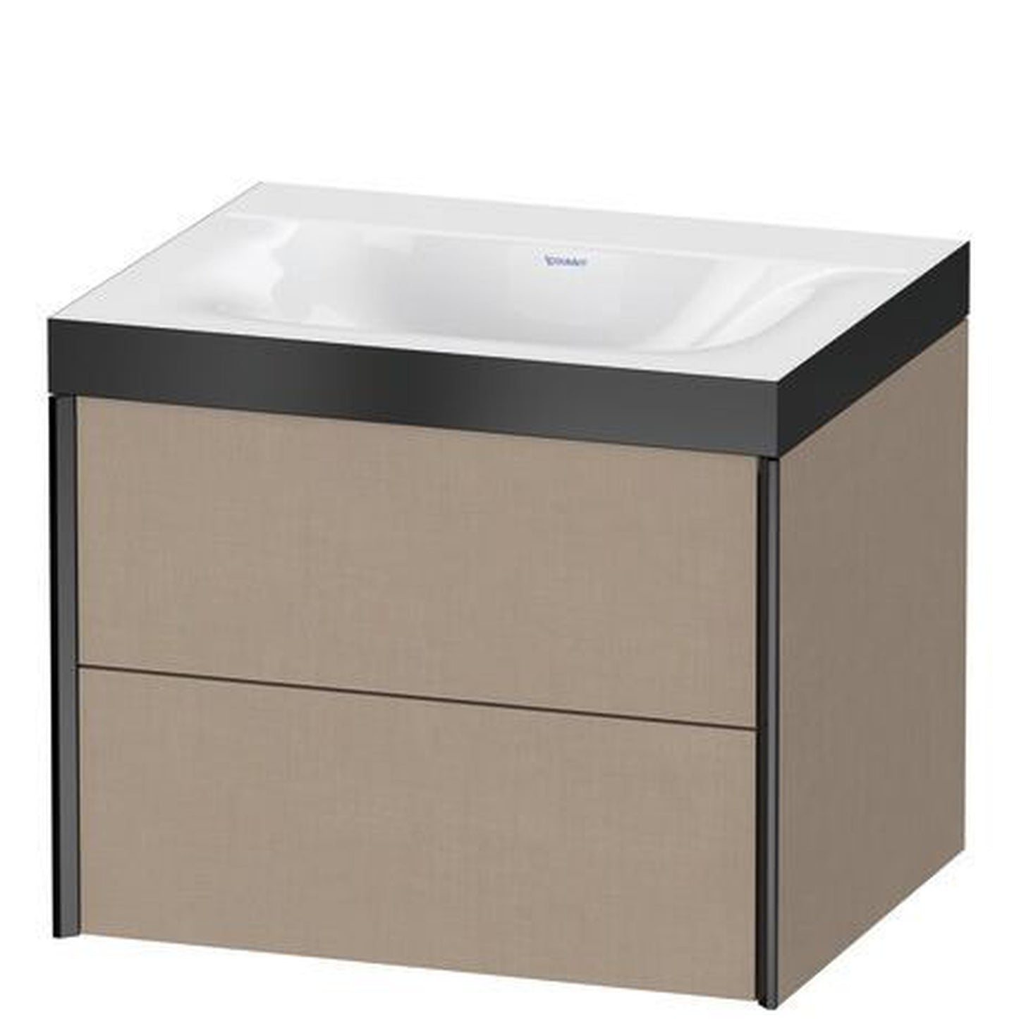 Duravit Xviu 24" x 20" x 19" Two Drawer C-Bonded Wall-Mount Vanity Kit Without Tap Hole, Linen (XV4614NB275P)