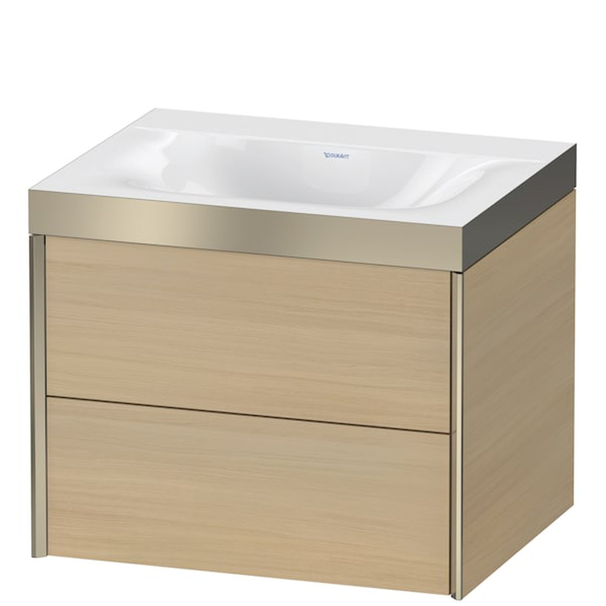 Duravit Xviu 24" x 20" x 19" Two Drawer C-Bonded Wall-Mount Vanity Kit Without Tap Hole, Mediterranean Oak (XV4614NB171P)