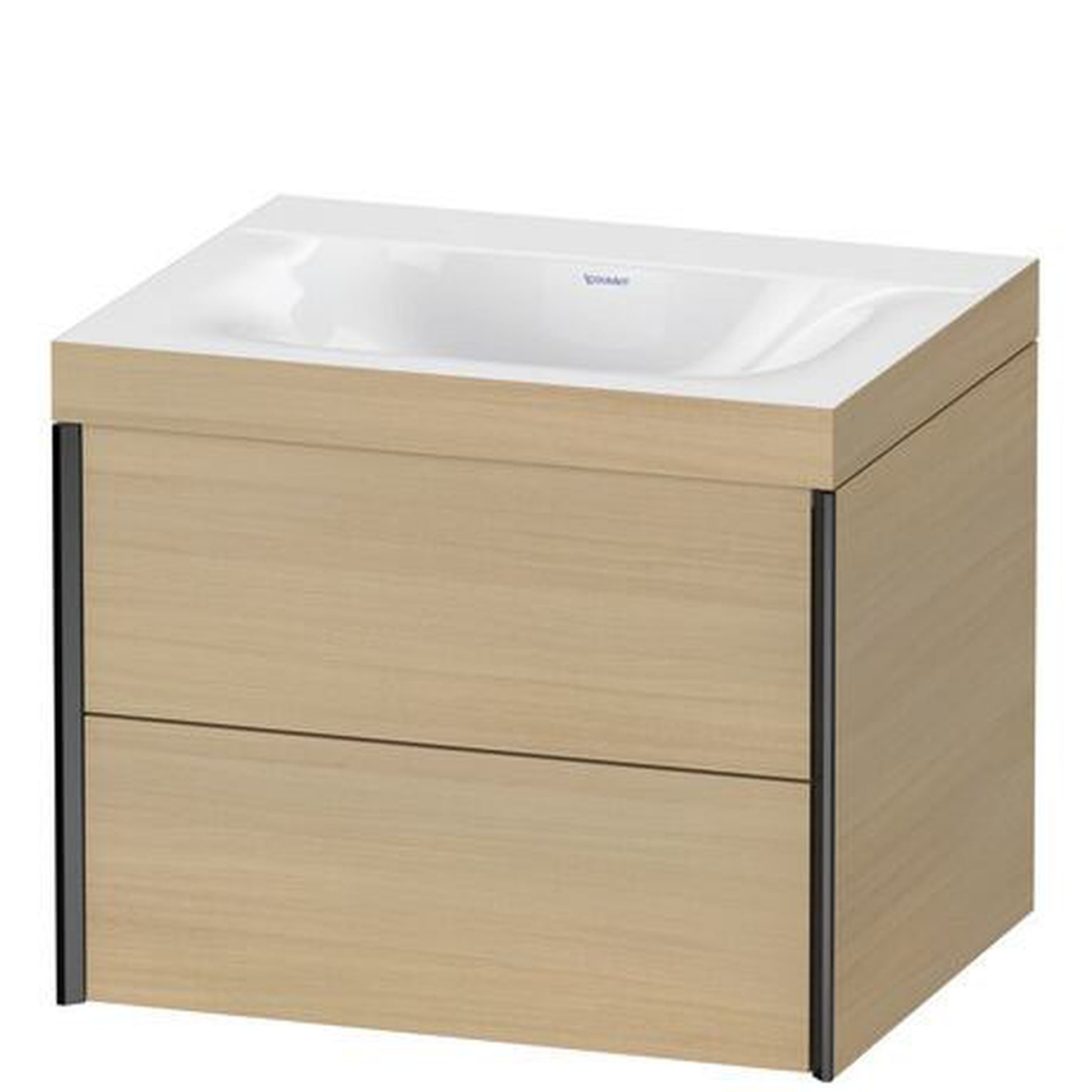 Duravit Xviu 24" x 20" x 19" Two Drawer C-Bonded Wall-Mount Vanity Kit Without Tap Hole, Mediterranean Oak (XV4614NB271C)