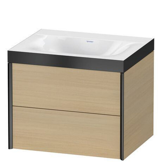 Duravit Xviu 24" x 20" x 19" Two Drawer C-Bonded Wall-Mount Vanity Kit Without Tap Hole, Mediterranean Oak (XV4614NB271P)