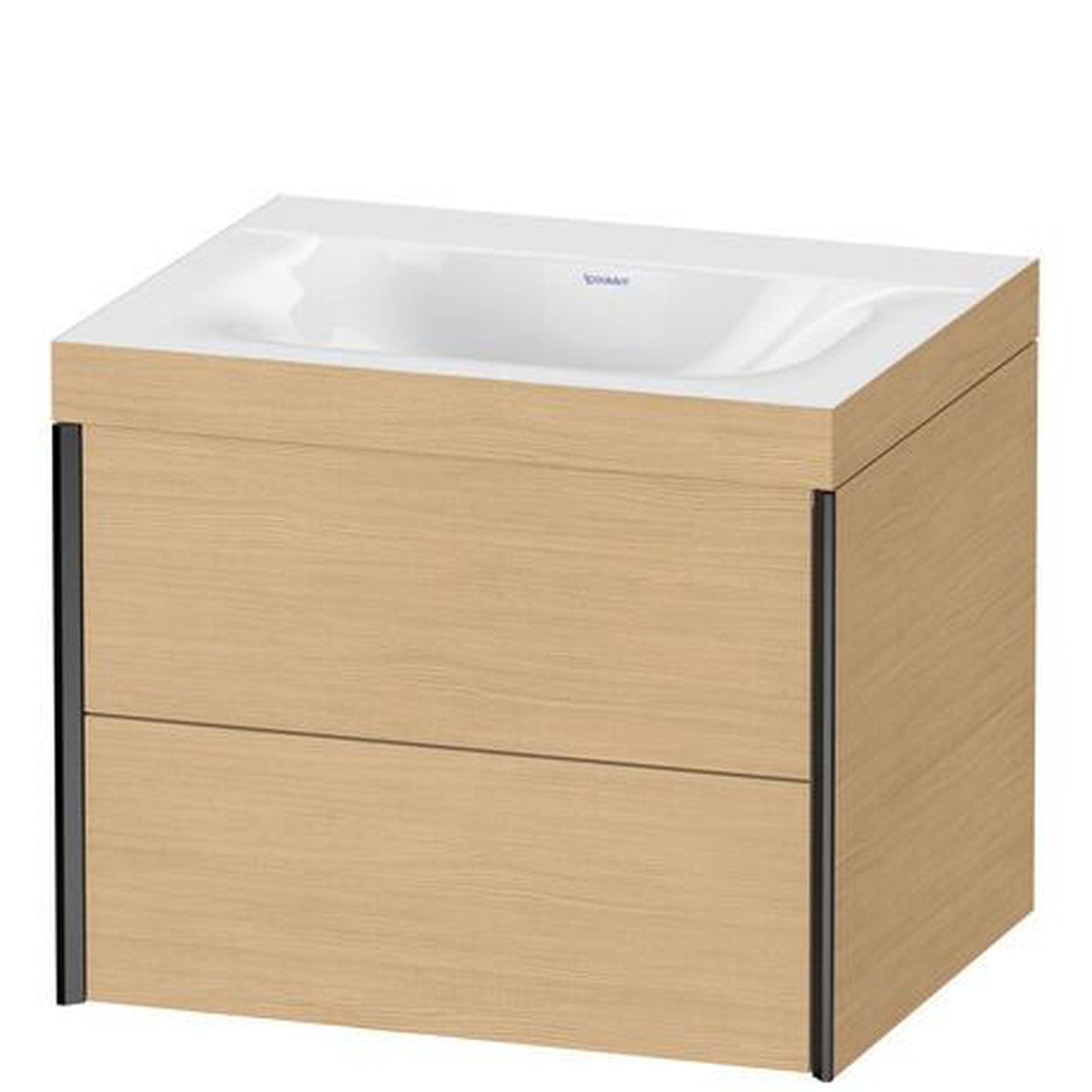 Duravit Xviu 24" x 20" x 19" Two Drawer C-Bonded Wall-Mount Vanity Kit Without Tap Hole, Natural Oak (XV4614NB230C)