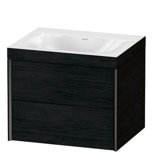 Duravit Xviu 24" x 20" x 19" Two Drawer C-Bonded Wall-Mount Vanity Kit Without Tap Hole, Oak Black (XV4614NB216C)