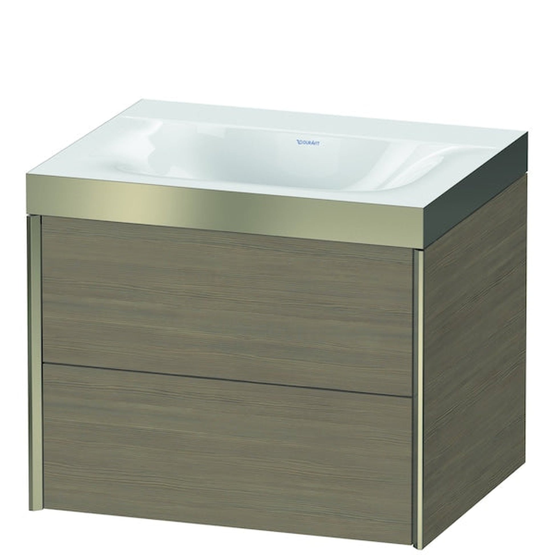 Duravit Xviu 24" x 20" x 19" Two Drawer C-Bonded Wall-Mount Vanity Kit Without Tap Hole, Oak Terra (XV4614NB135P)