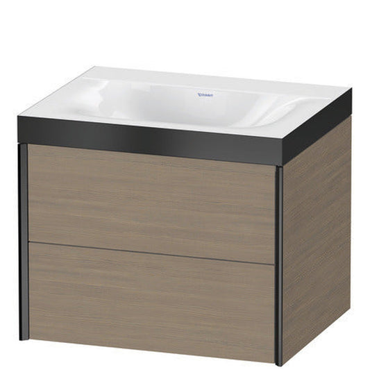 Duravit Xviu 24" x 20" x 19" Two Drawer C-Bonded Wall-Mount Vanity Kit Without Tap Hole, Oak Terra (XV4614NB235P)