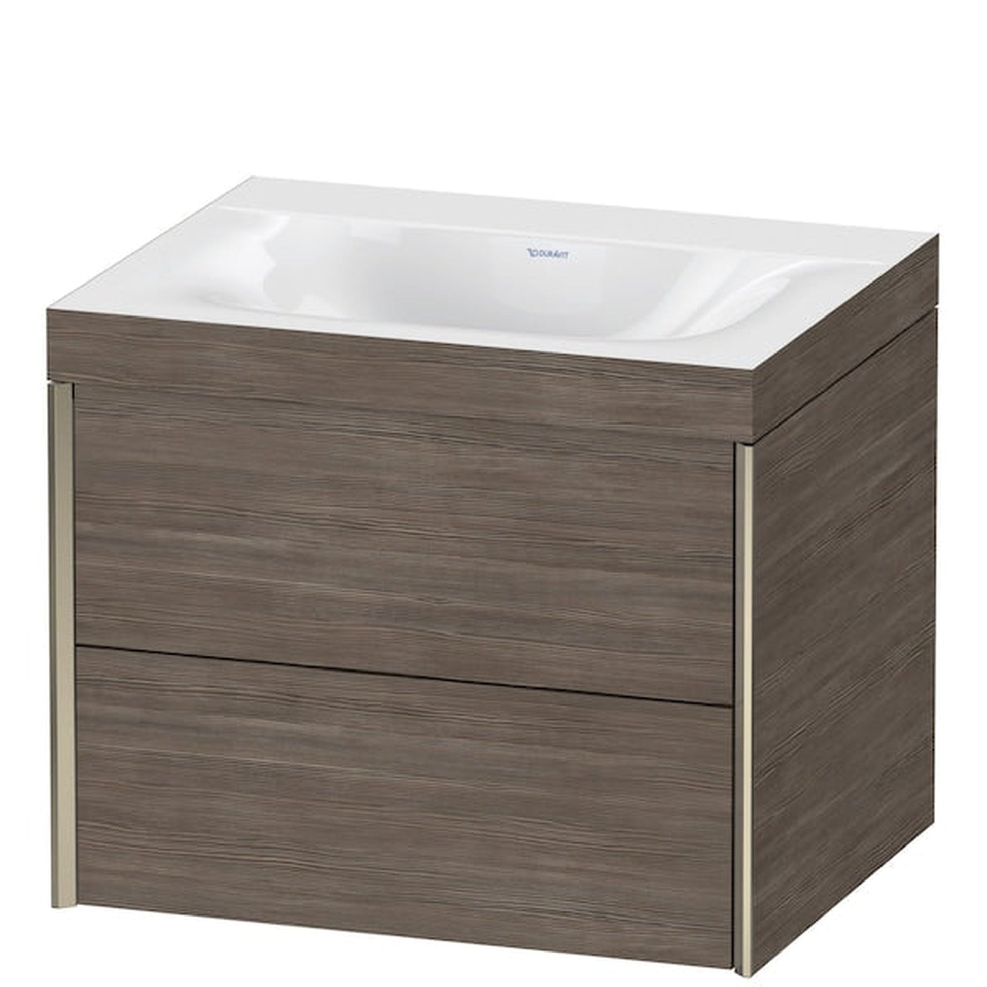 Duravit Xviu 24" x 20" x 19" Two Drawer C-Bonded Wall-Mount Vanity Kit Without Tap Hole, Pine Terra (XV4614NB151C)