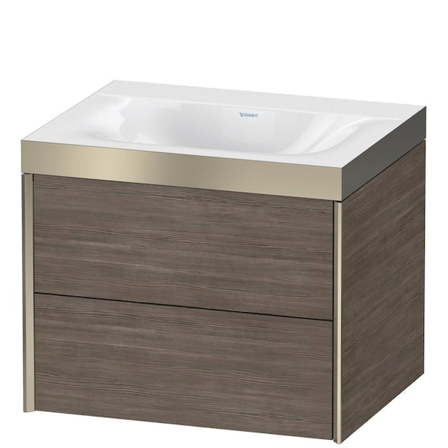 Duravit Xviu 24" x 20" x 19" Two Drawer C-Bonded Wall-Mount Vanity Kit Without Tap Hole, Pine Terra (XV4614NB151P)