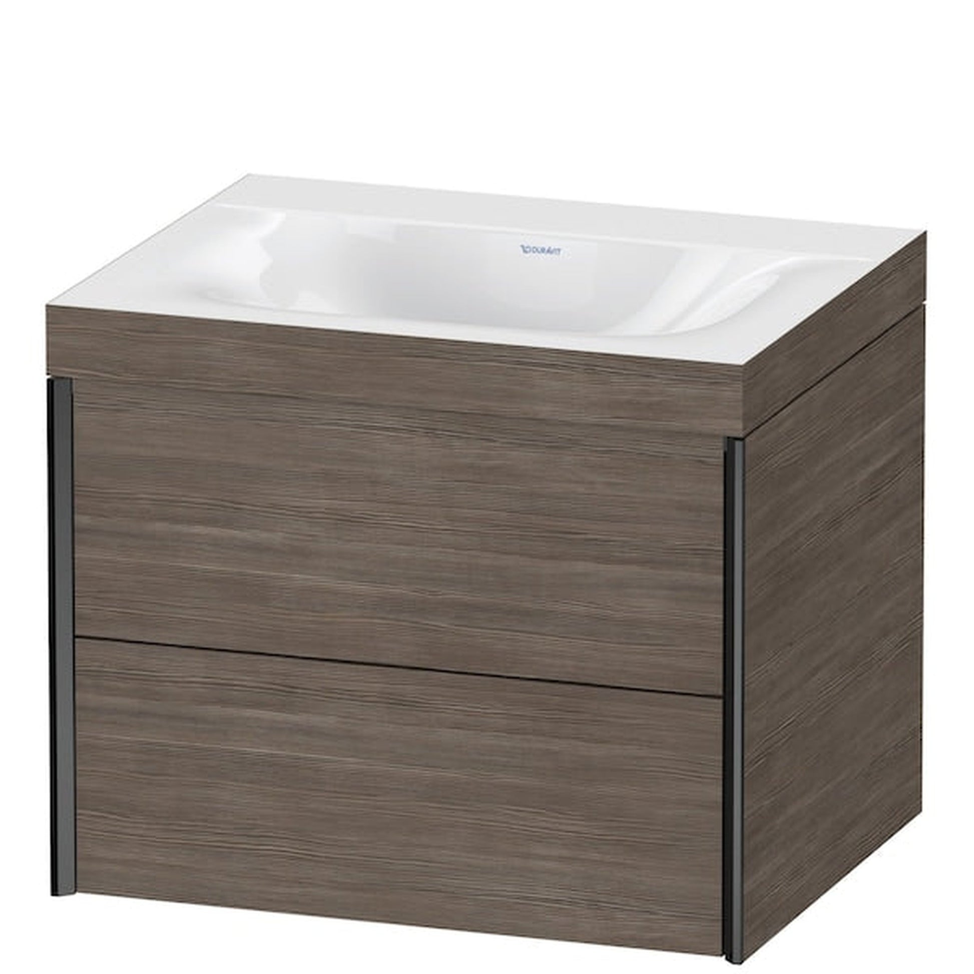 Duravit Xviu 24" x 20" x 19" Two Drawer C-Bonded Wall-Mount Vanity Kit Without Tap Hole, Pine Terra (XV4614NB251C)