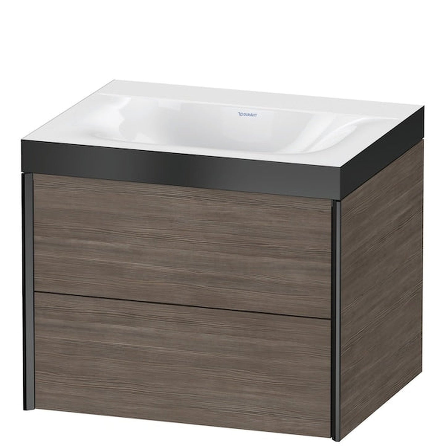 Duravit Xviu 24" x 20" x 19" Two Drawer C-Bonded Wall-Mount Vanity Kit Without Tap Hole, Pine Terra (XV4614NB251P)