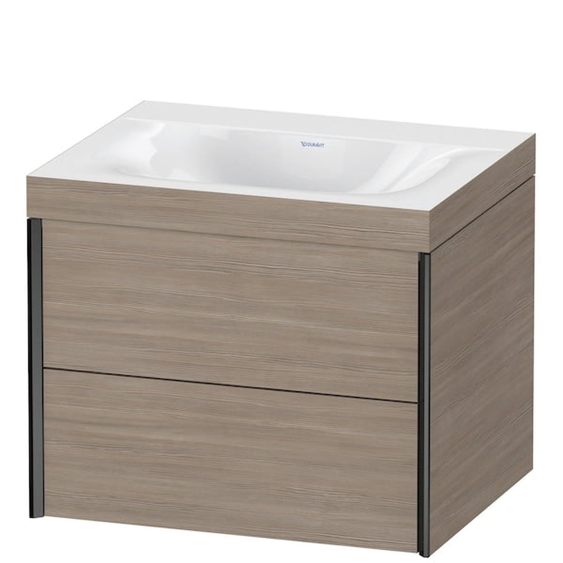 Duravit Xviu 24" x 20" x 19" Two Drawer C-Bonded Wall-Mount Vanity Kit Without Tap Hole, Silver Pine (XV4614NB231C)