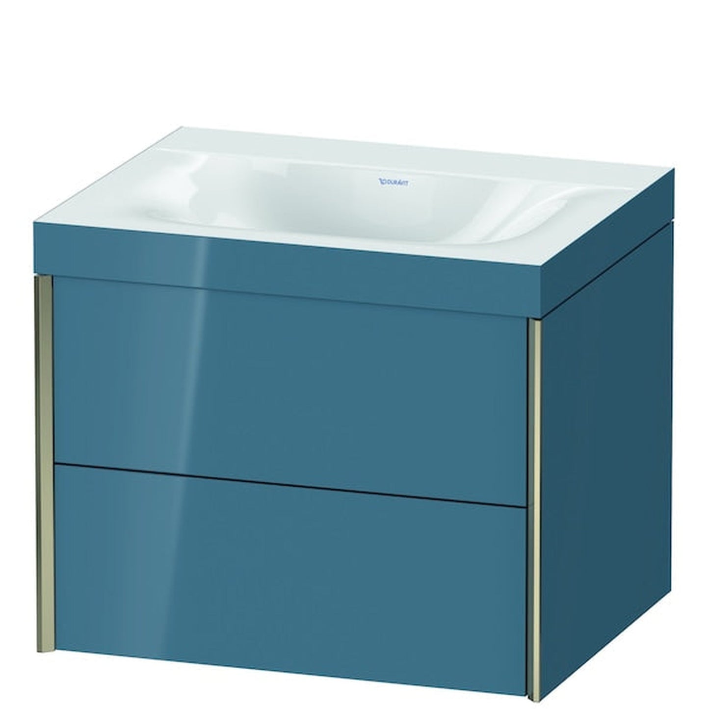 Duravit Xviu 24" x 20" x 19" Two Drawer C-Bonded Wall-Mount Vanity Kit Without Tap Hole, Stone Blue (XV4614NB147C)