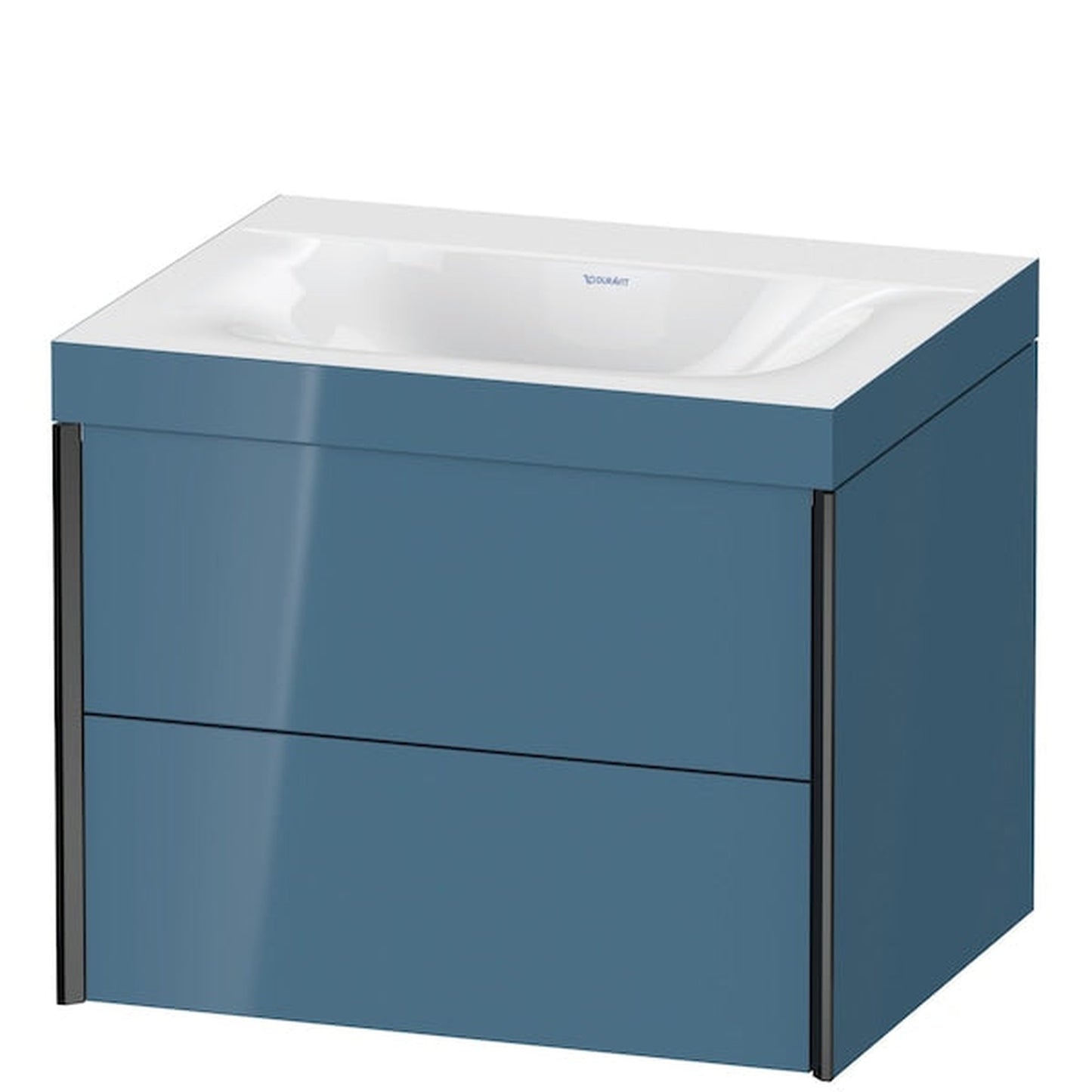 Duravit Xviu 24" x 20" x 19" Two Drawer C-Bonded Wall-Mount Vanity Kit Without Tap Hole, Stone Blue (XV4614NB247C)